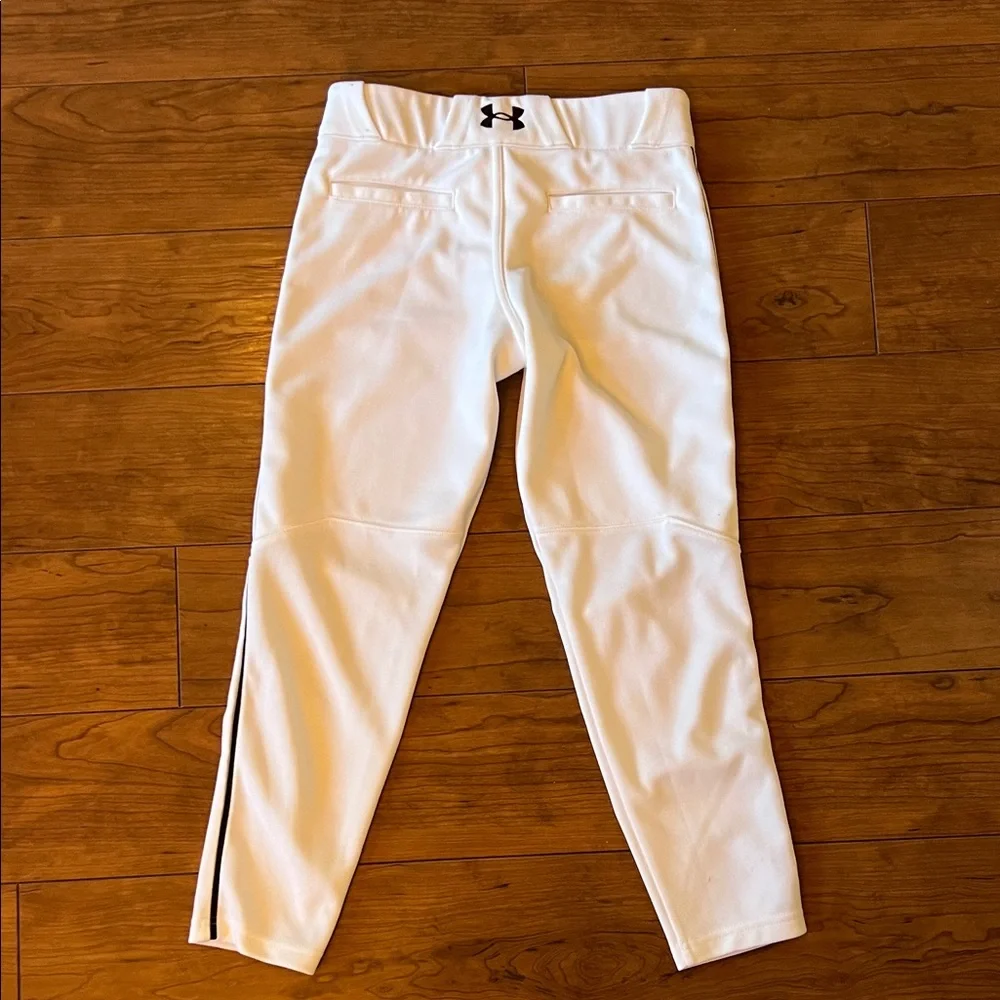 Under Armour Kids White Baseball Pants with Black Piping - Picture 3 of 3